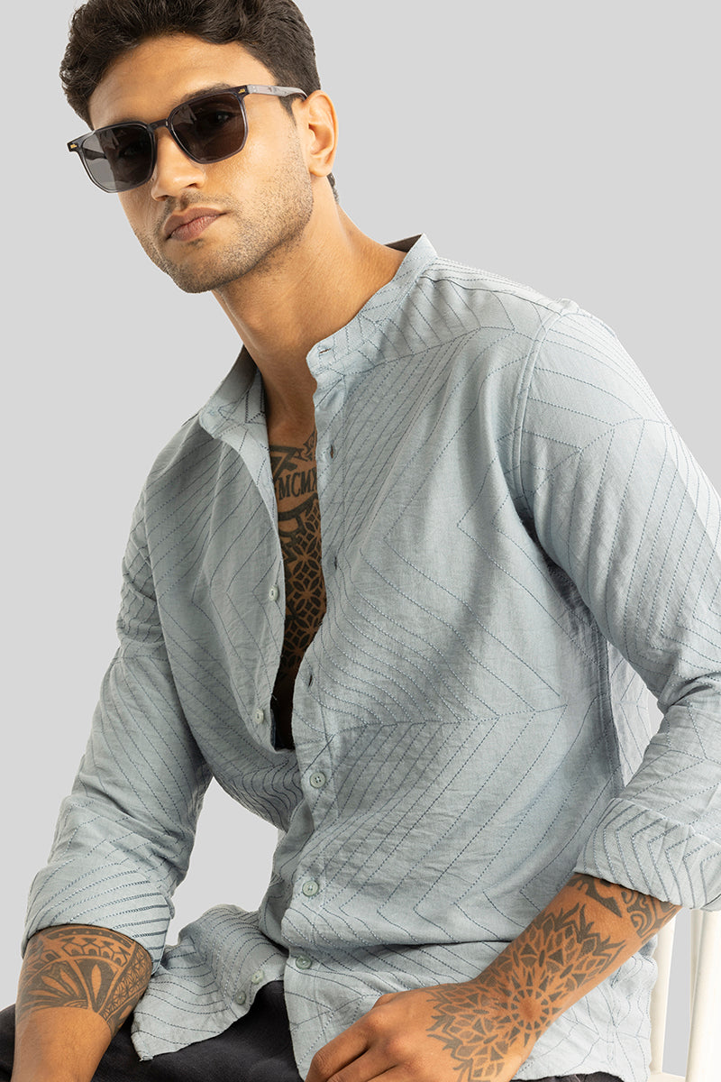 Pastal Blue Embroidered Shirt