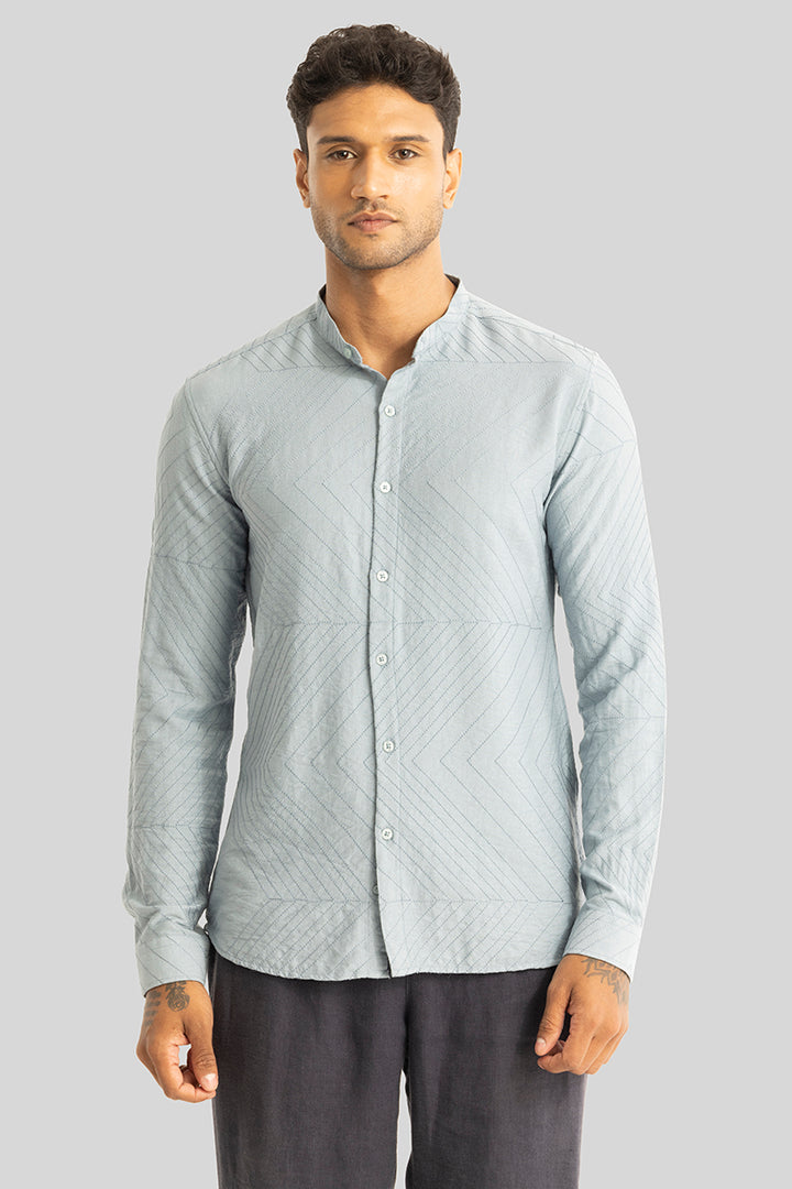 Pastal Blue Embroidered Shirt