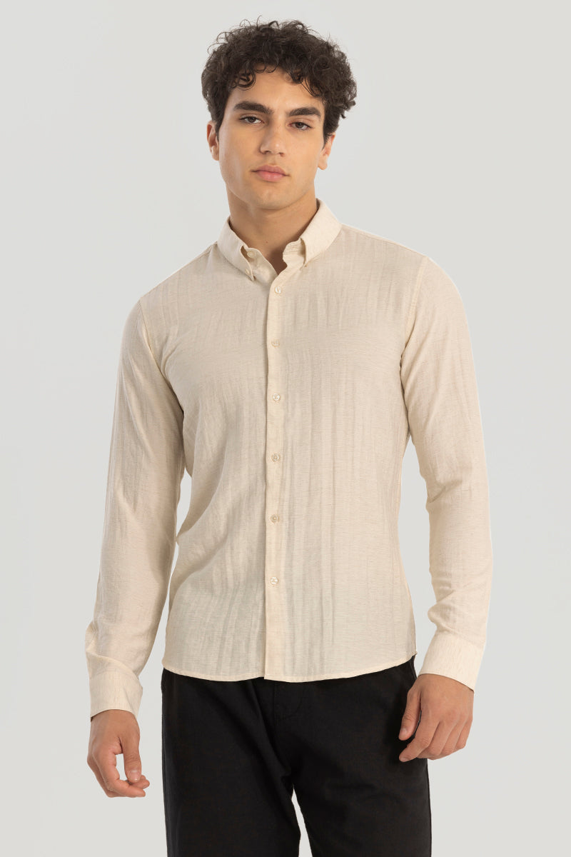 Cream Oxford Linen Blend Shirt