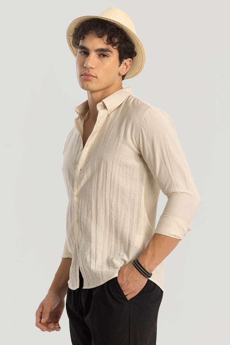 Cream Oxford Linen Blend Shirt