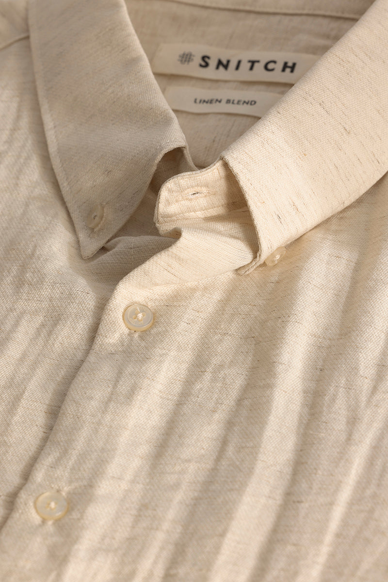 Cream Oxford Linen Blend Shirt