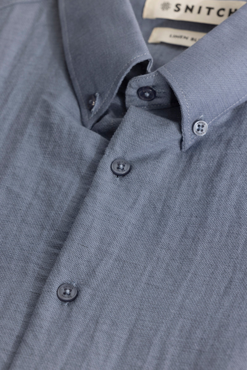 Slate Grey Oxford Linen Blend Shirt