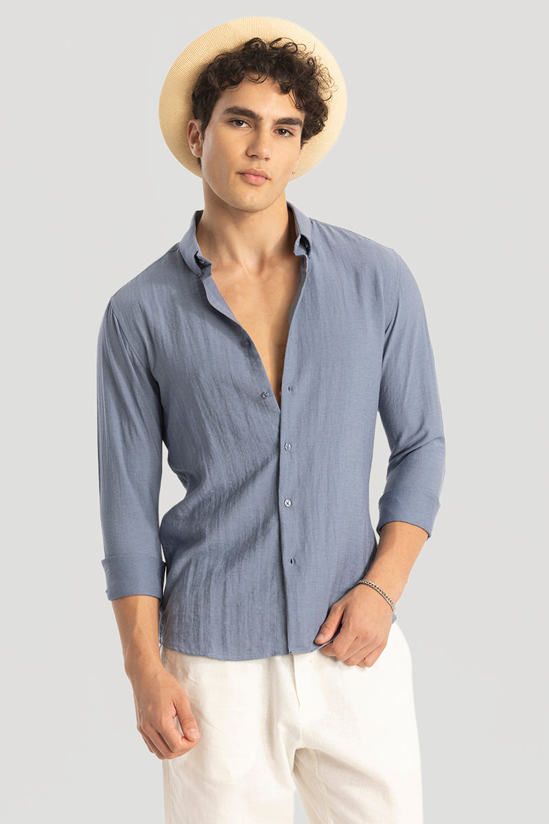 Slate Grey Oxford Linen Blend Shirt