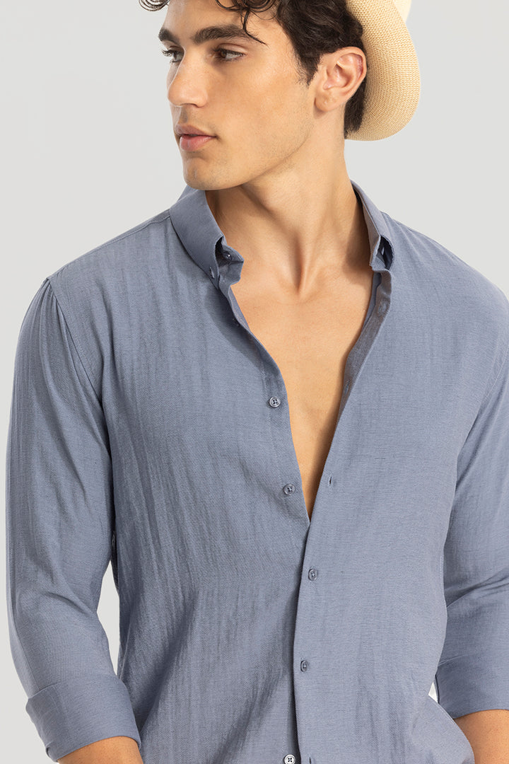 Slate Grey Oxford Linen Blend Shirt