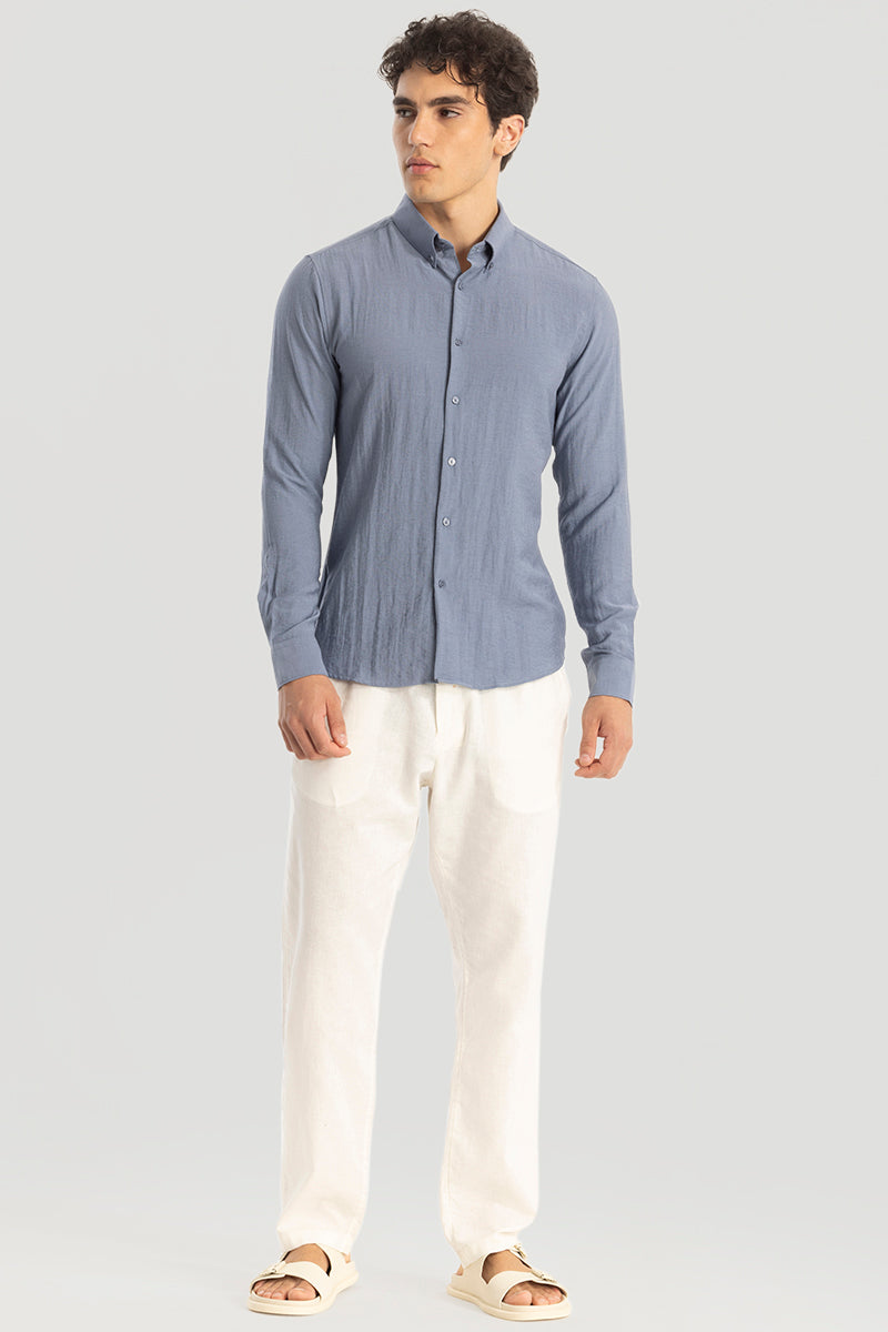 Slate Grey Oxford Linen Blend Shirt