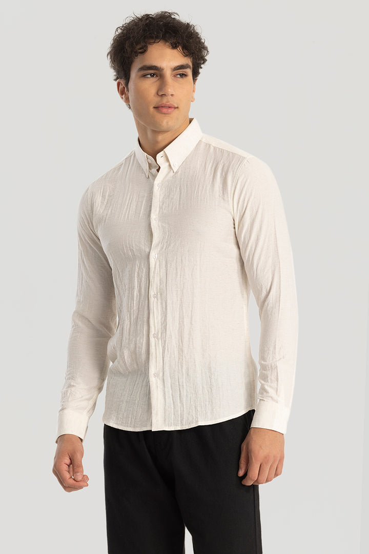 White Oxford Linen Blend Shirt