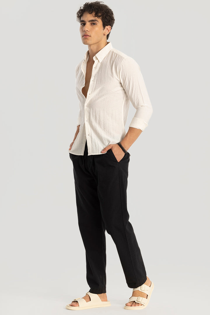 White Oxford Linen Blend Shirt