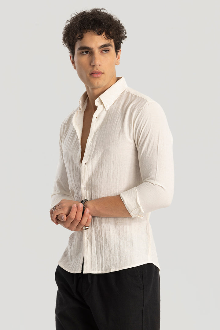 White Oxford Linen Blend Shirt