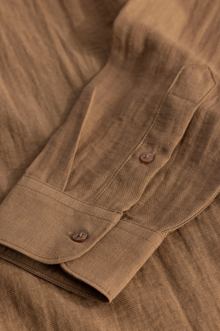 Brown Oxford Linen Blend Shirt