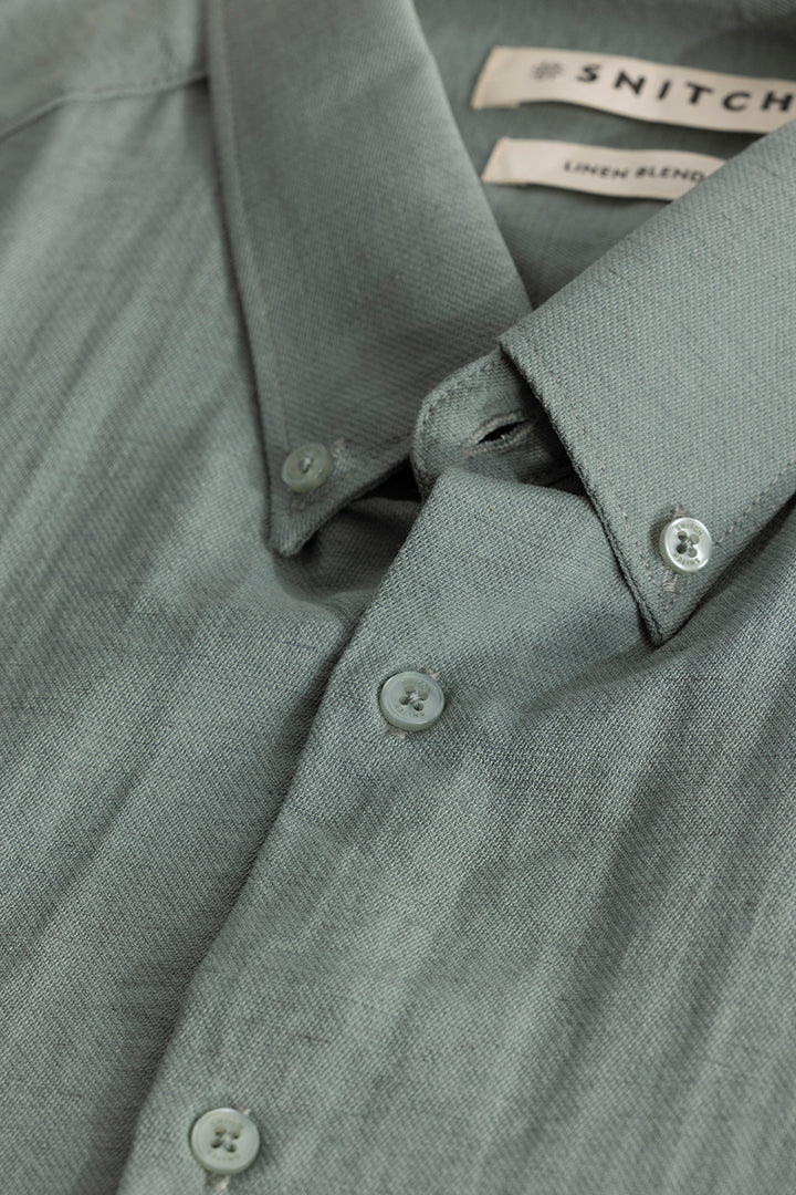 Light Green Oxford Linen Blend Shirt