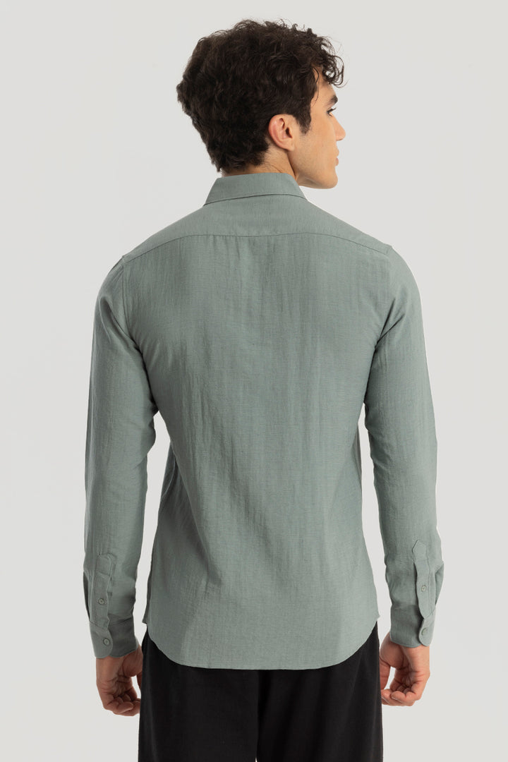 Light Green Oxford Linen Blend Shirt