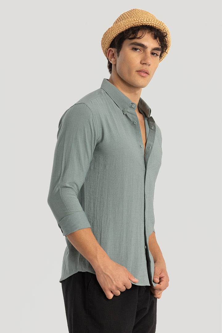 Light Green Oxford Linen Blend Shirt