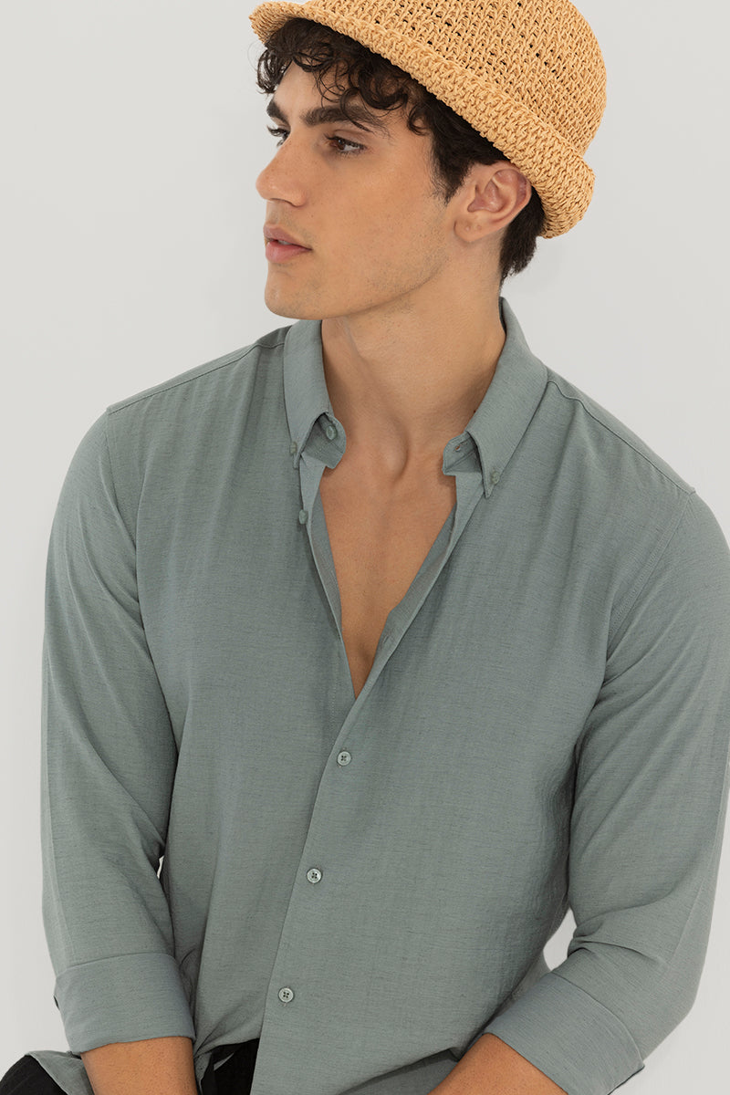 Light Green Oxford Linen Blend Shirt