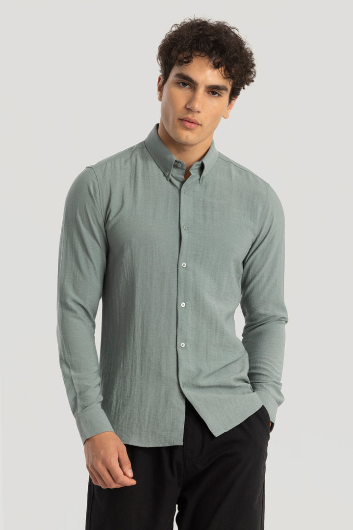 Light Green Oxford Linen Blend Shirt