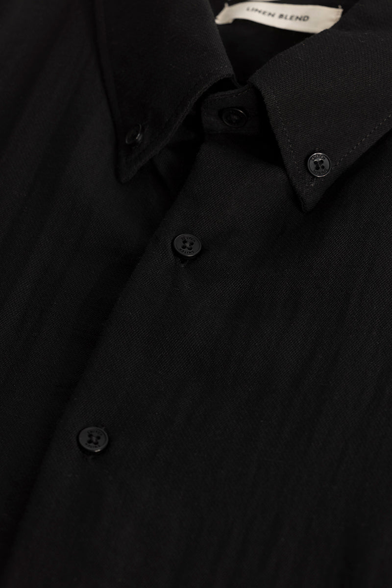 Black Oxford Linen Blend Shirt