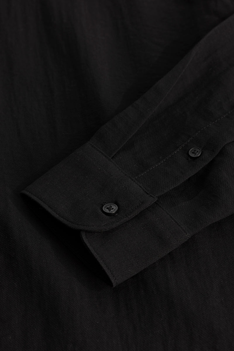 Black Oxford Linen Blend Shirt