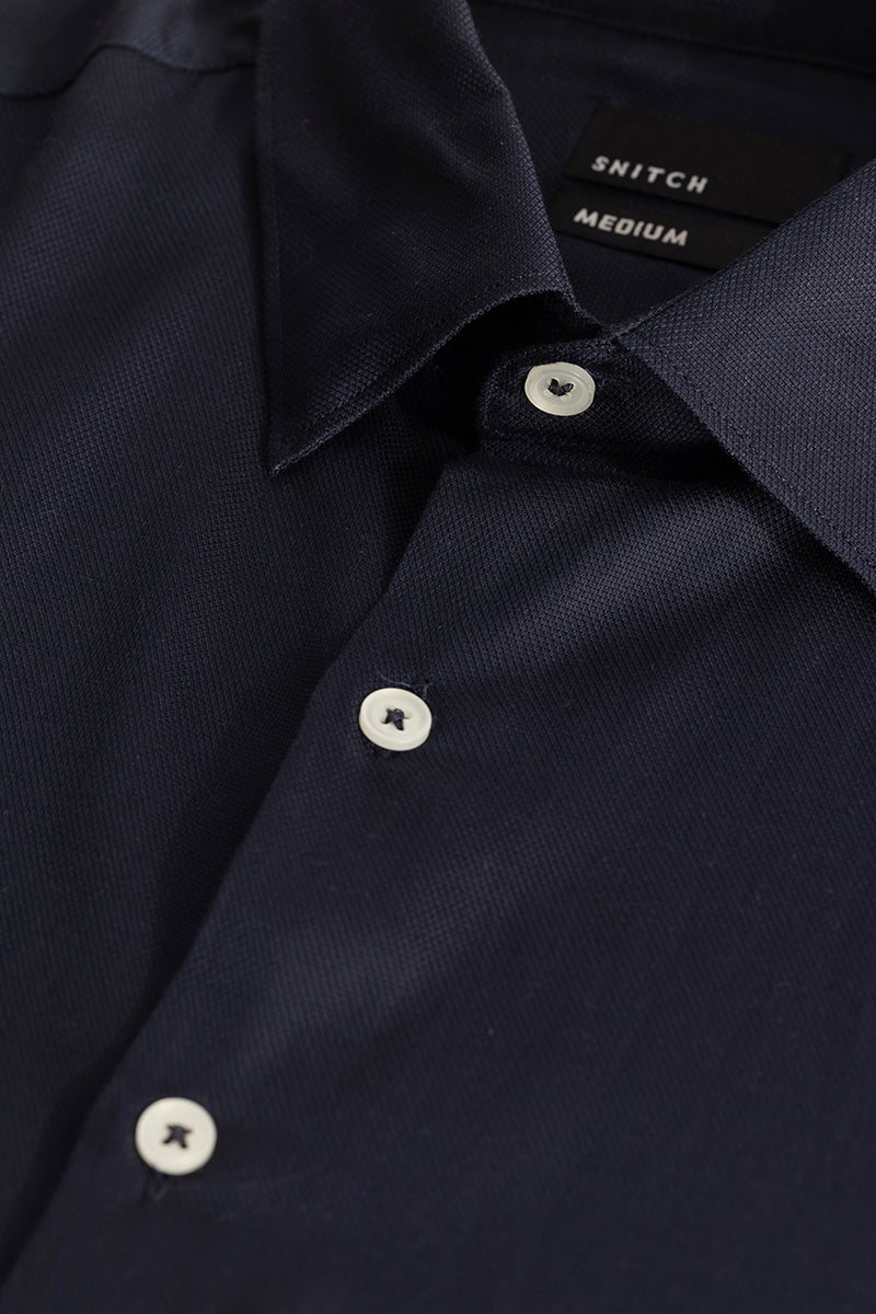 Easy Iron Navy Slim Fit Shirt