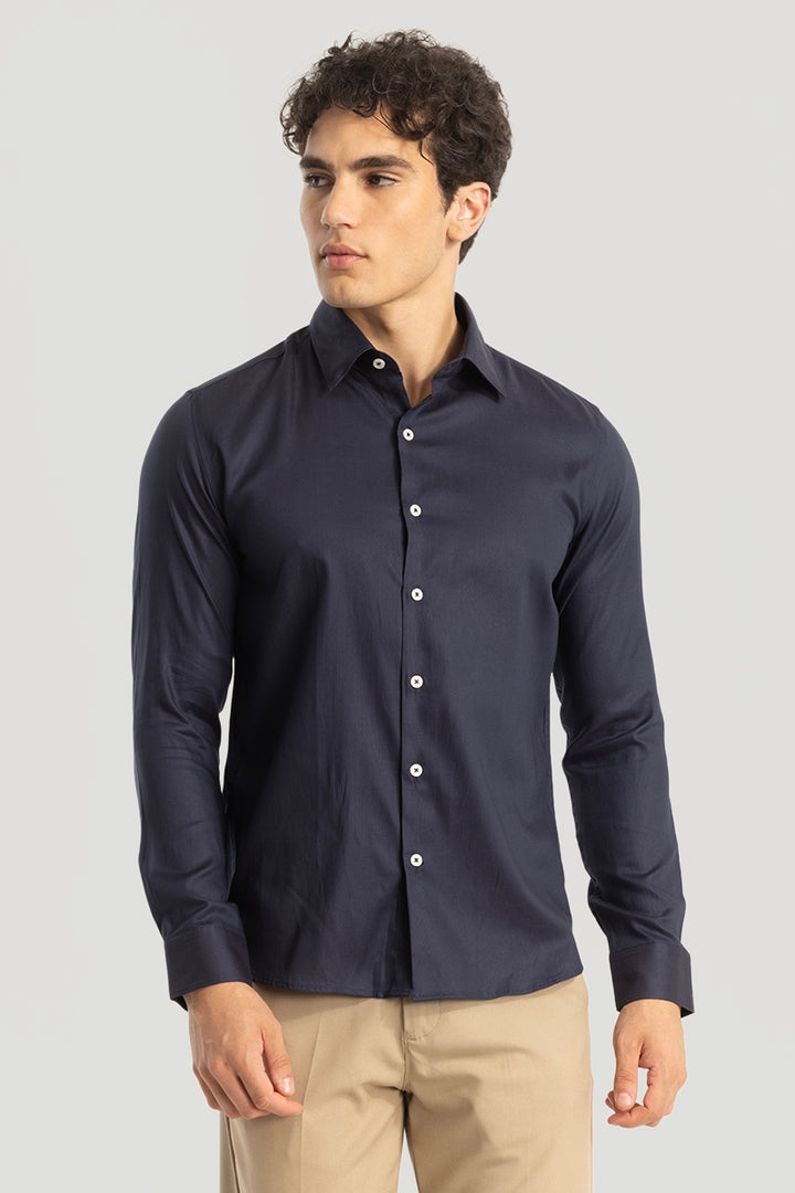 Easy Iron Navy Slim Fit Shirt