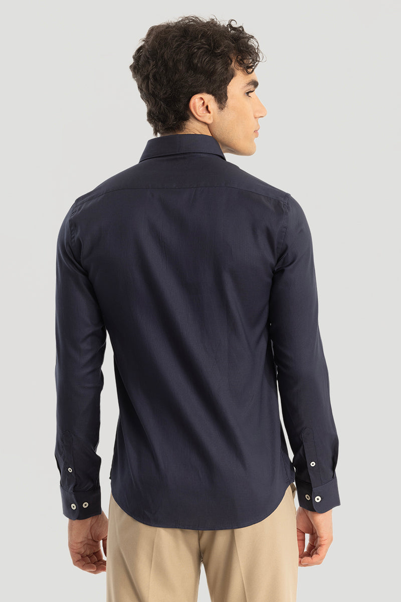 Easy Iron Navy Slim Fit Shirt