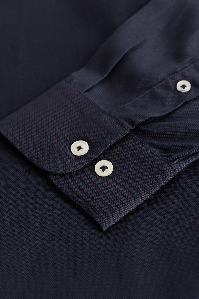 Easy Iron Navy Slim Fit Shirt