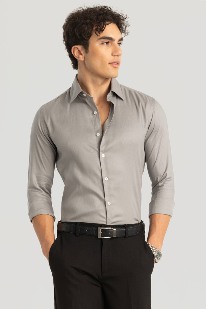 Easy Iron Grey Slim Fit Shirt