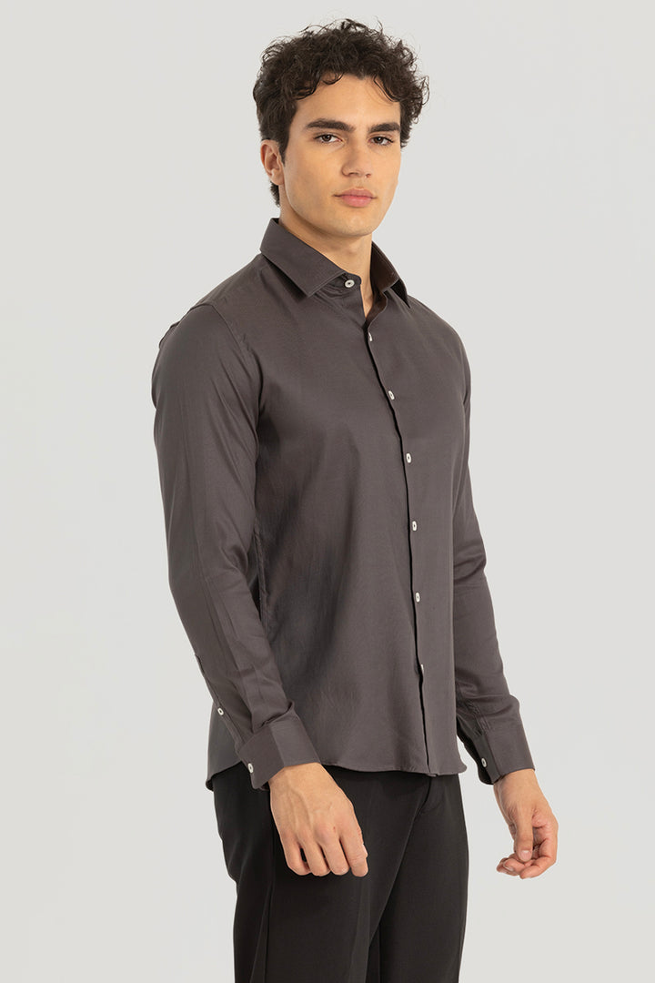 Easy Iron Dark Brown Slim Fit Shirt