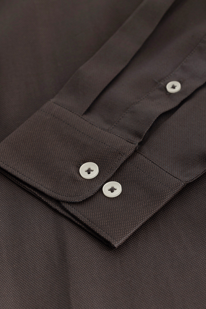 Easy Iron Dark Brown Slim Fit Shirt