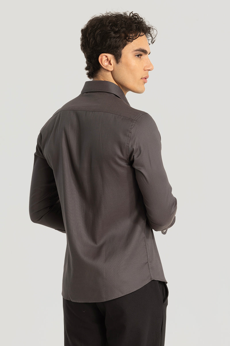 Easy Iron Dark Brown Slim Fit Shirt