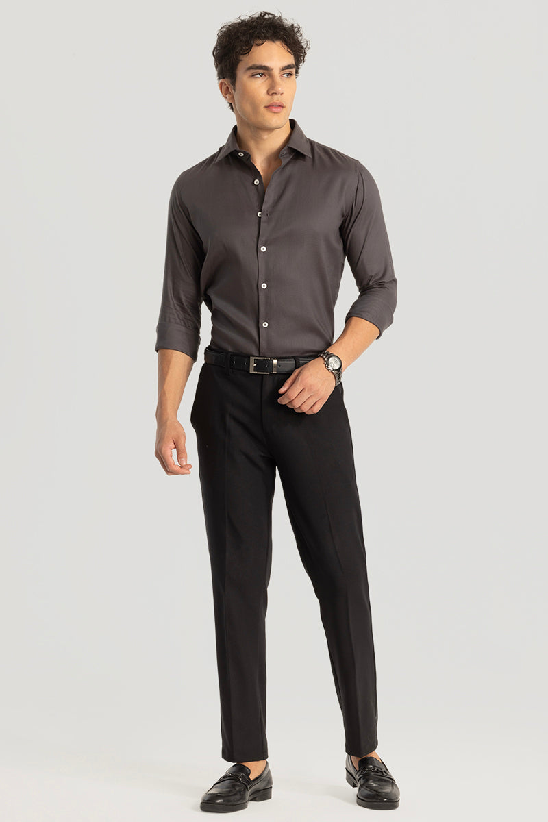 Easy Iron Dark Brown Slim Fit Shirt