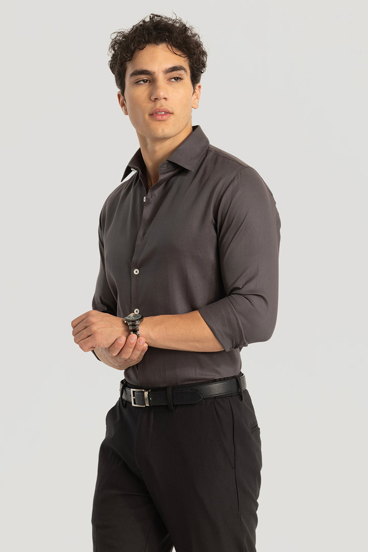 Easy Iron Dark Brown Slim Fit Shirt