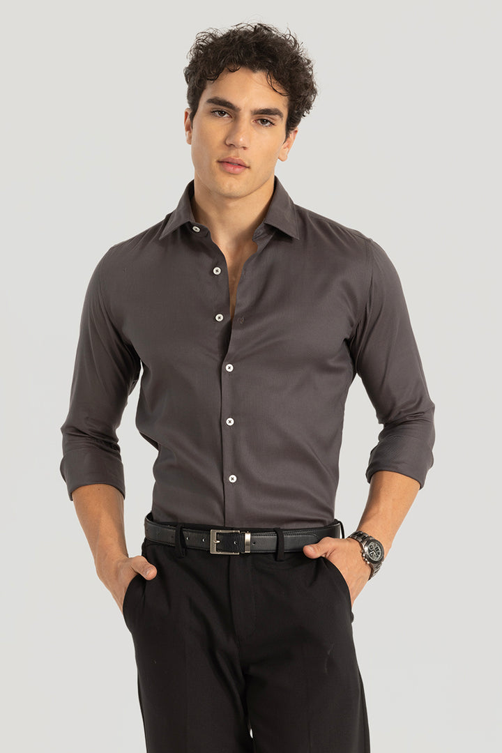 Easy Iron Dark Brown Slim Fit Shirt