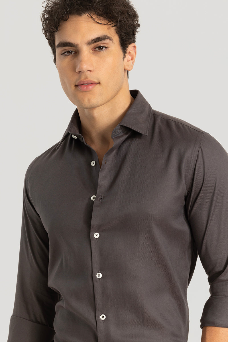 Easy Iron Dark Brown Slim Fit Shirt