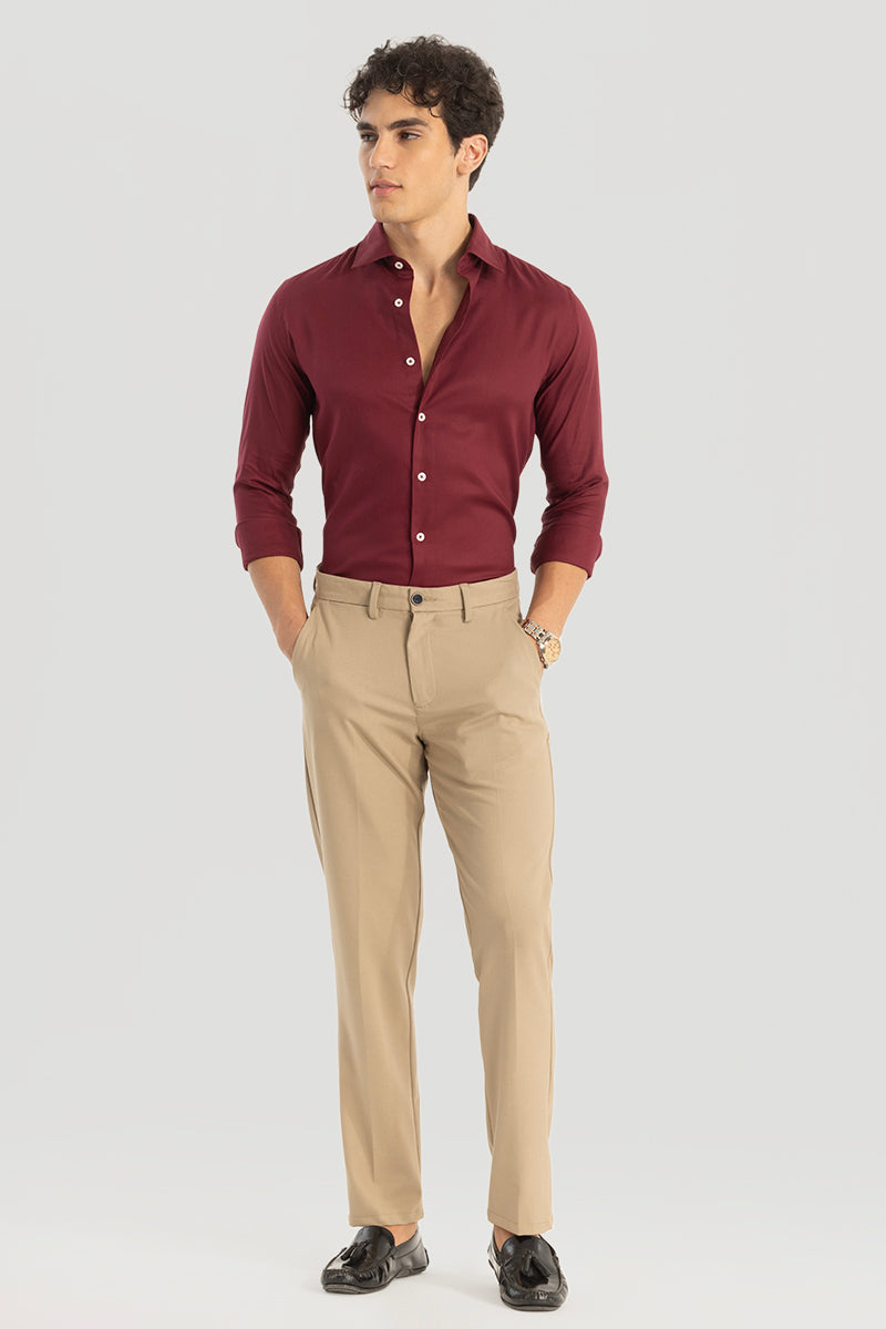 Easy Iron Red Slim Fit Shirt