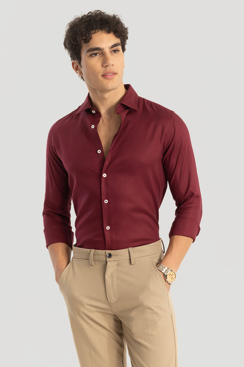 Easy Iron Red Slim Fit Shirt