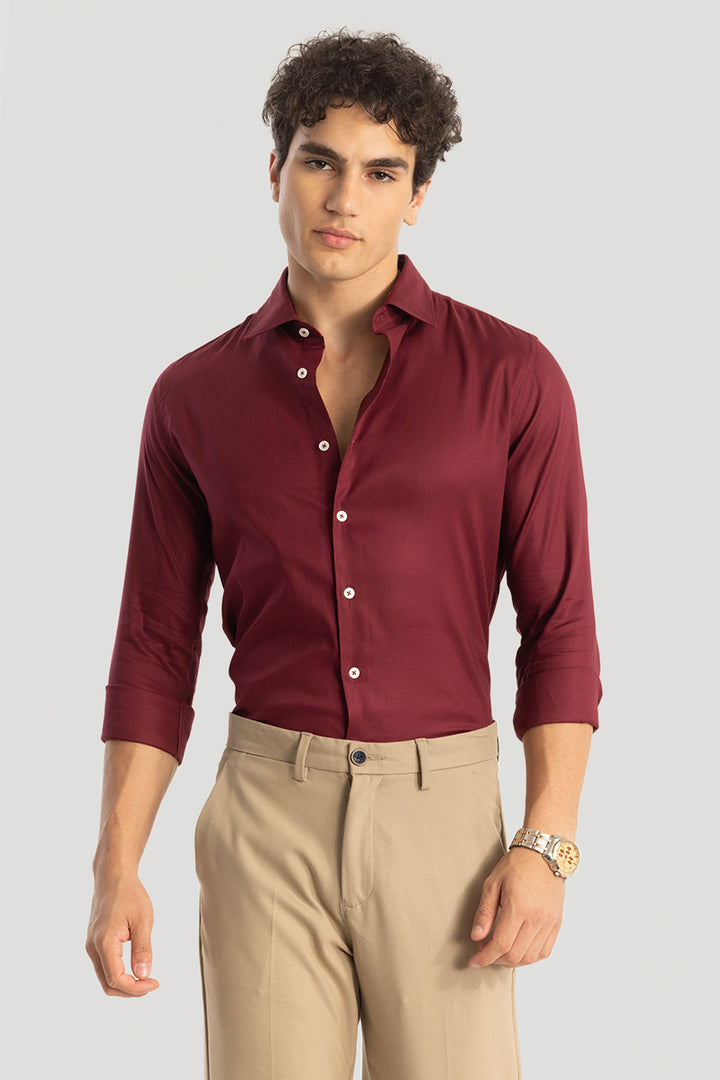 Easy Iron Red Slim Fit Shirt