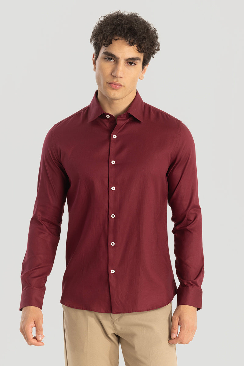 Easy Iron Red Slim Fit Shirt