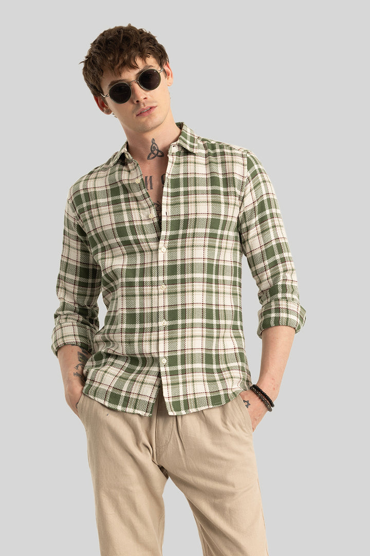 Koen Olive Checks Shirt