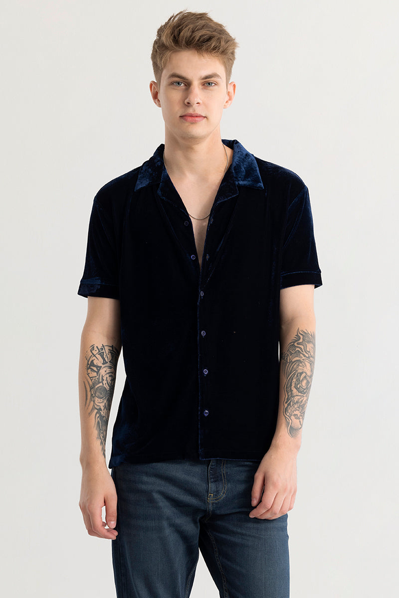 Morten Navy Velvet Shirt