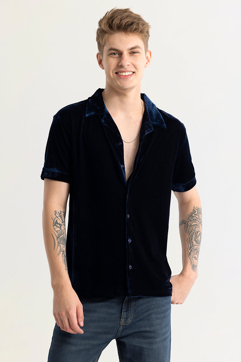 Morten Navy Velvet Shirt