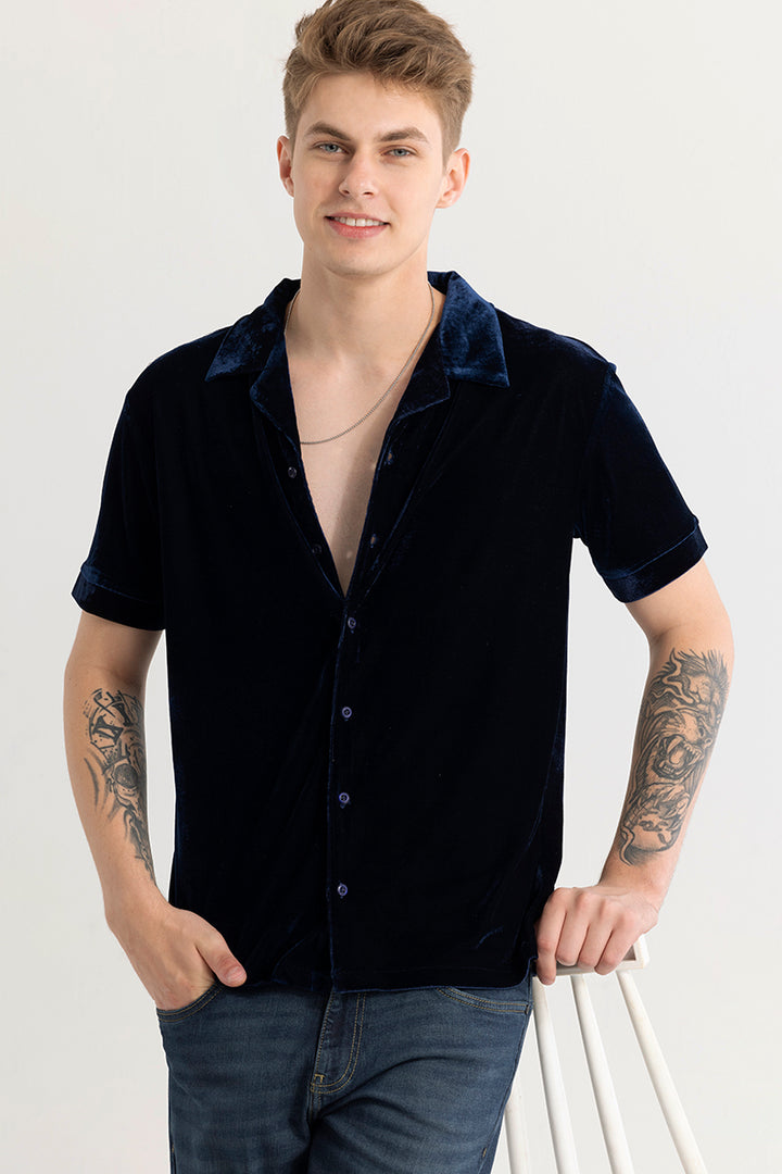 Morten Navy Velvet Shirt