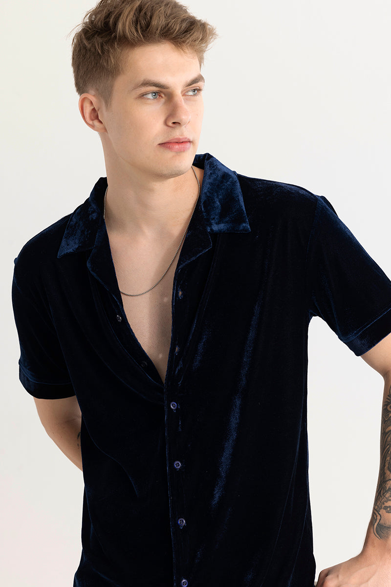 Morten Navy Velvet Shirt