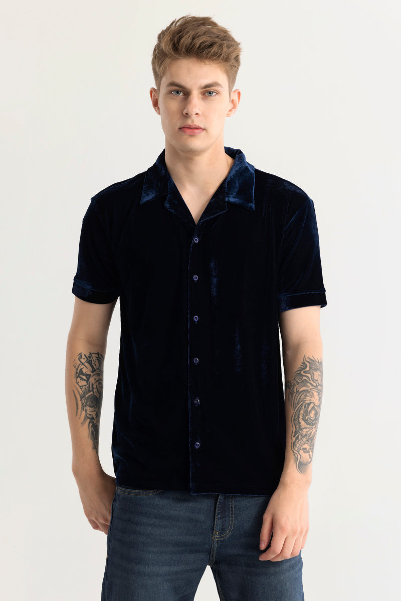 Morten Navy Velvet Shirt