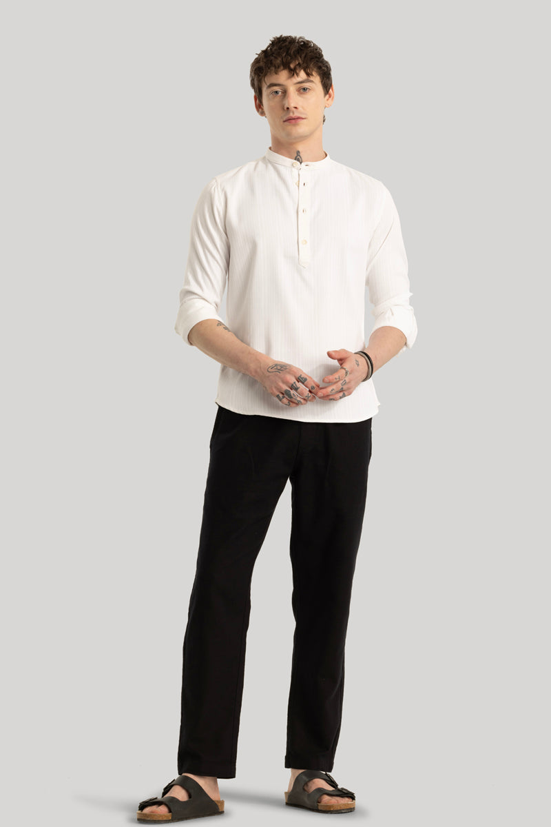 Rutger White Textured Kurta