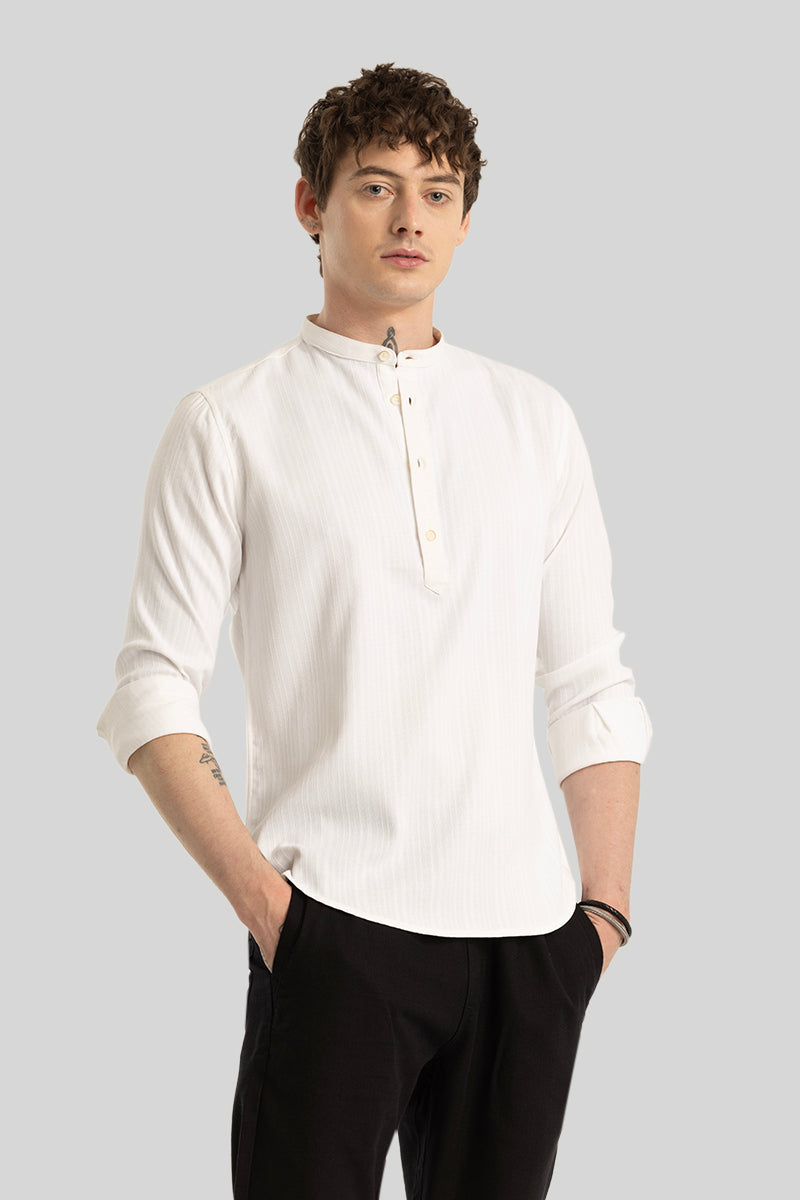 Rutger White Textured Kurta