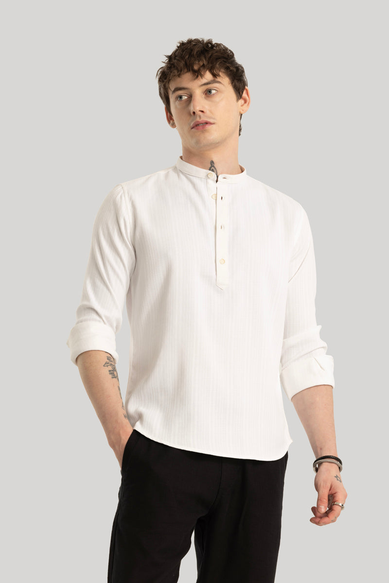 Rutger White Textured Kurta