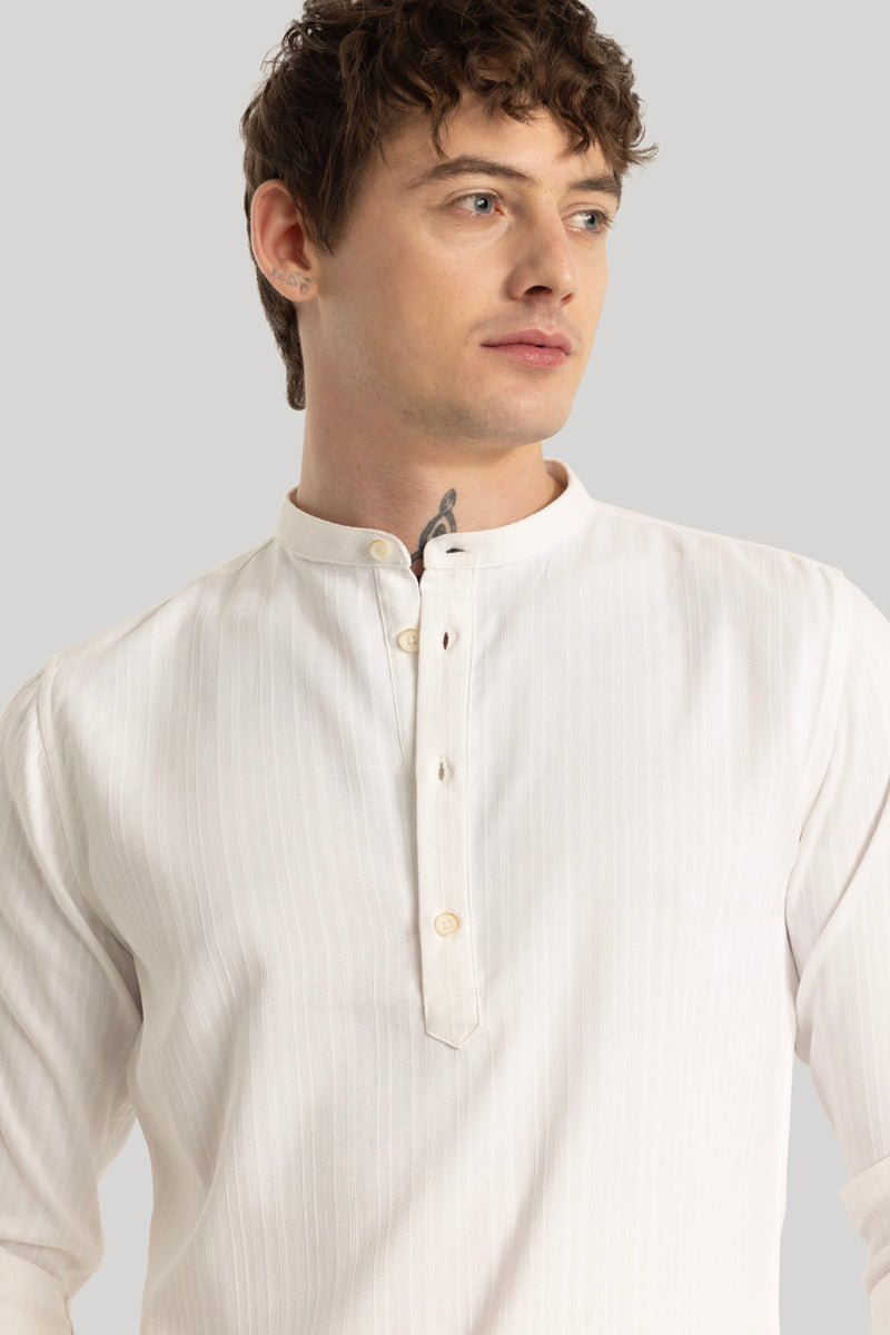 Rutger White Textured Kurta