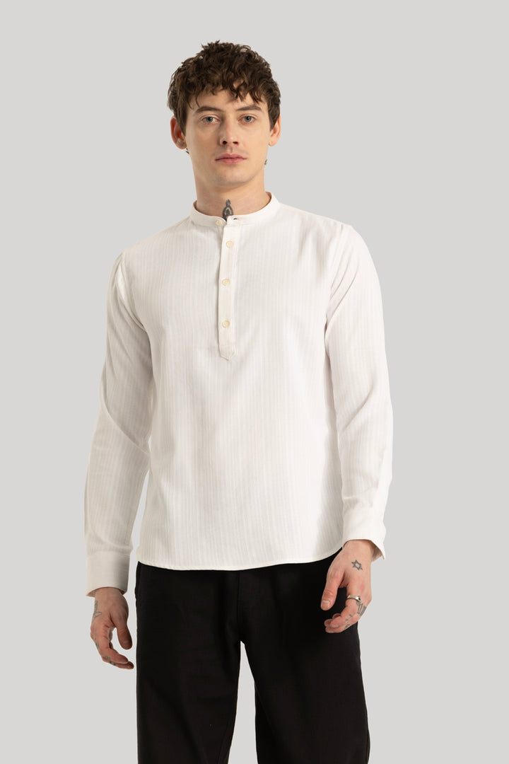 Rutger White Textured Kurta