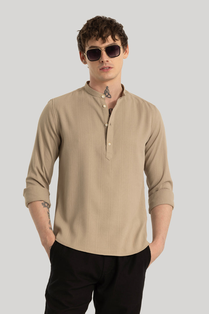 Rutger Khaki Textured Kurta