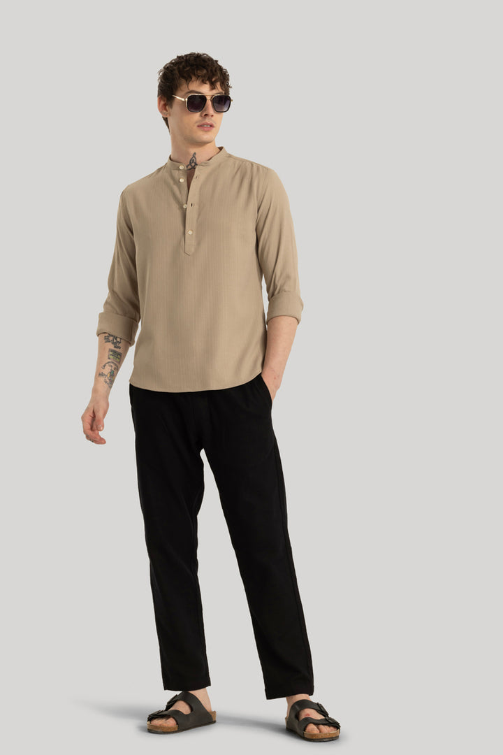 Rutger Khaki Textured Kurta