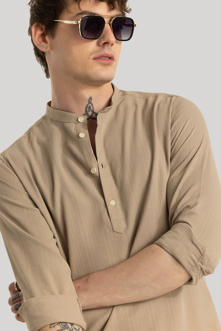 Rutger Khaki Textured Kurta